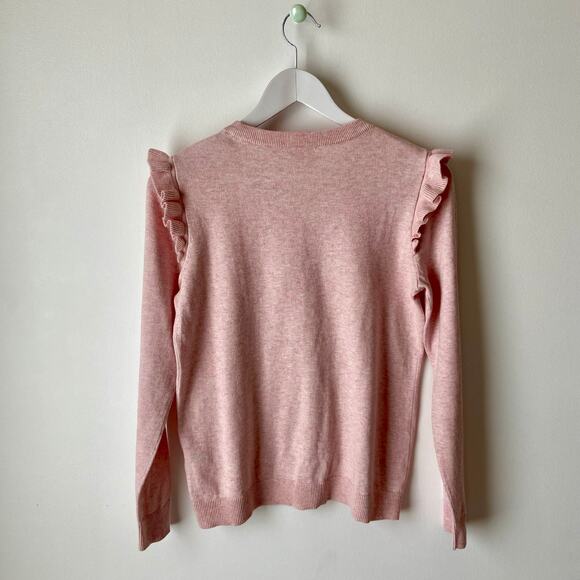 J. Crew Pink Ruffled Sweater Size Small - Picture 2 of 5